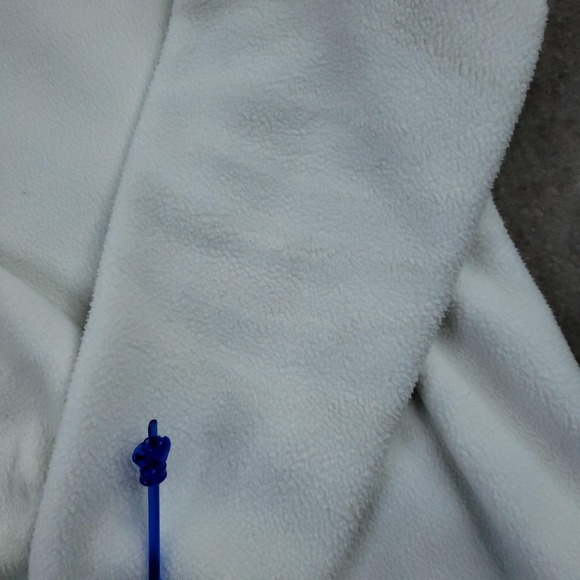 The North Face Denali Jacket Women Medium White Gray Fleece Full Zip Pockets - Picture 15 of 16
